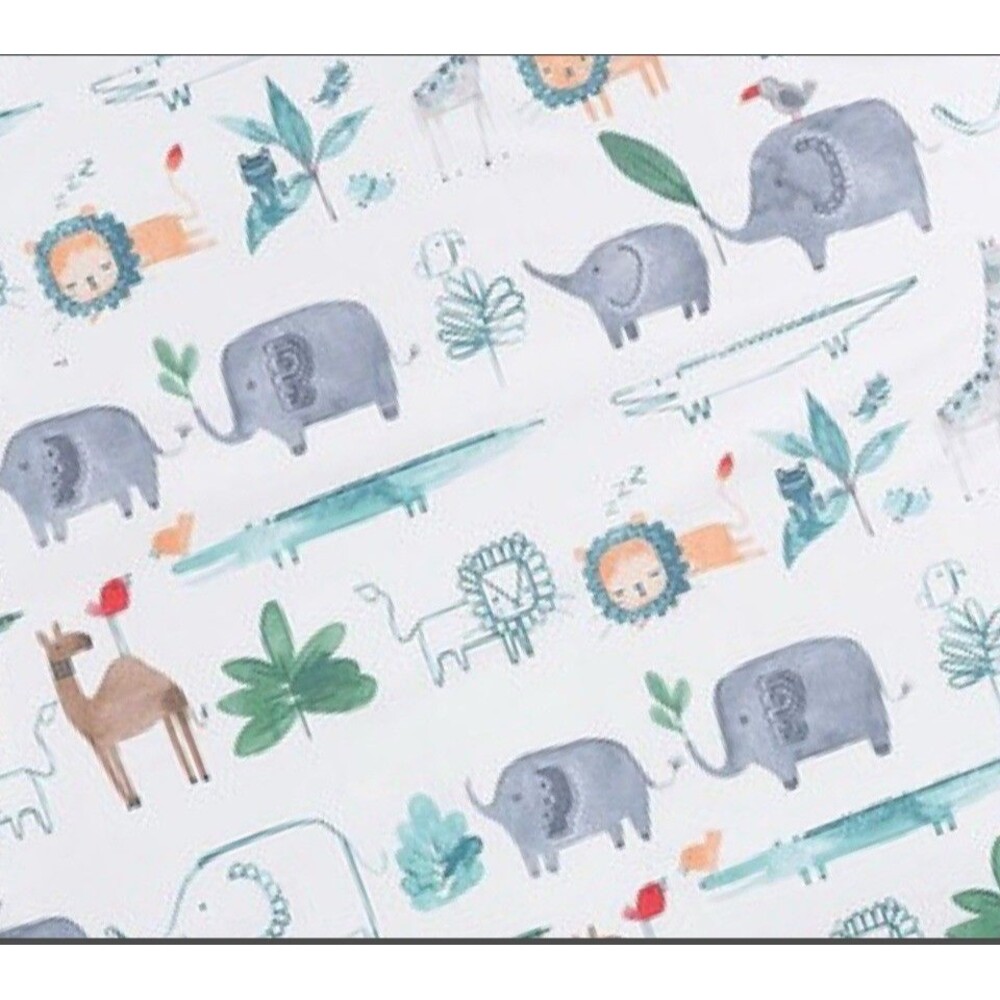 Pottery Barn Kids Colby Organic Cotton Fitted Crib Sheet Zoo Safari Animal Print